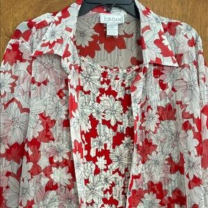 Jordan Red and White Floral Top